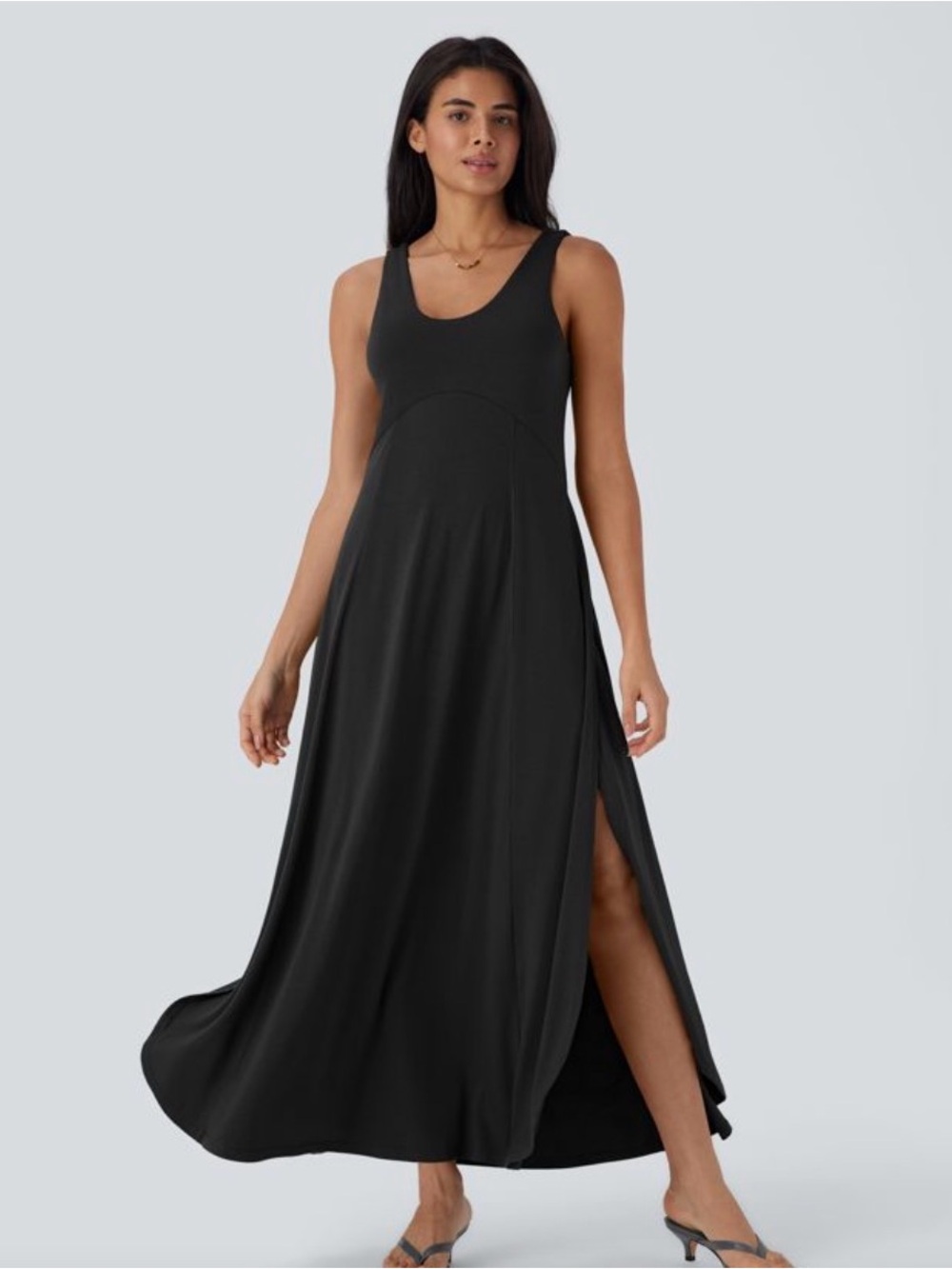HALARA Sleeveless Black Maxi Dress with Side Slit NWT